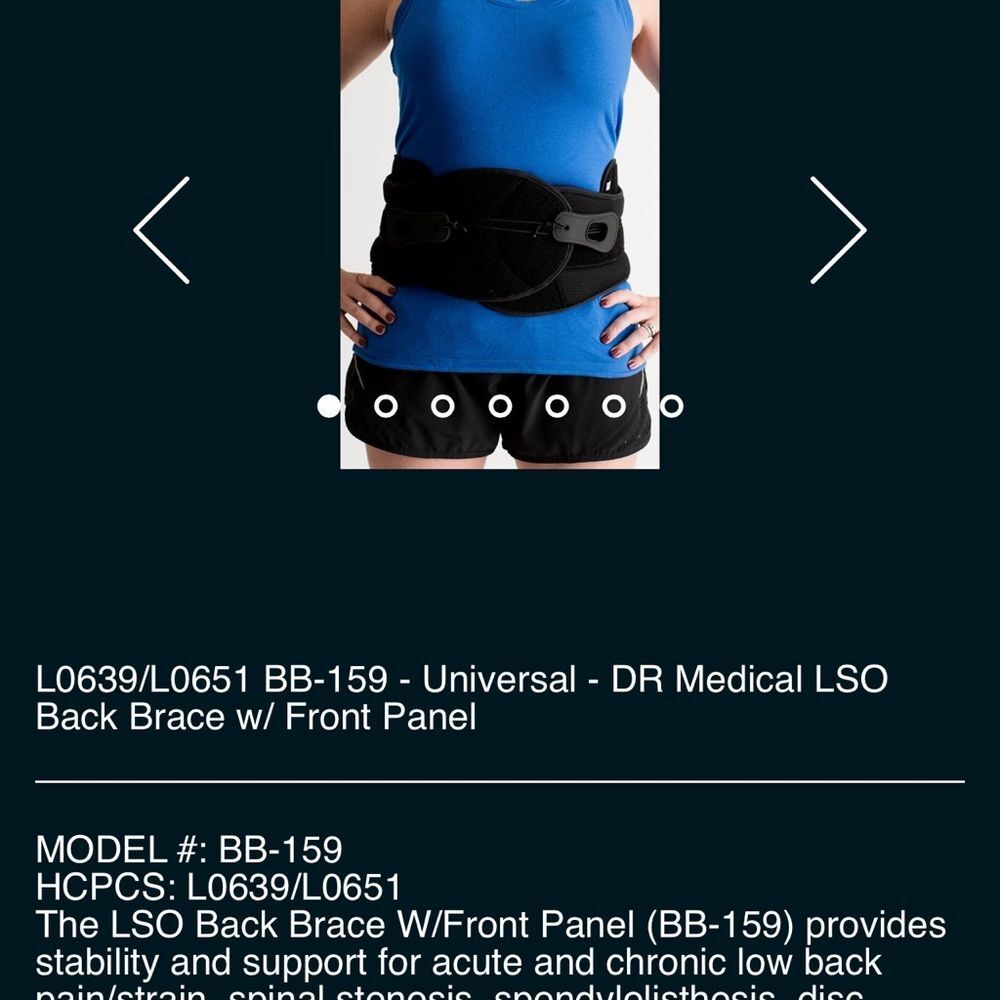 L0639/L0651 BB-159 - Universal - DR Medical LSO Back Brace w/ Front Panel OS